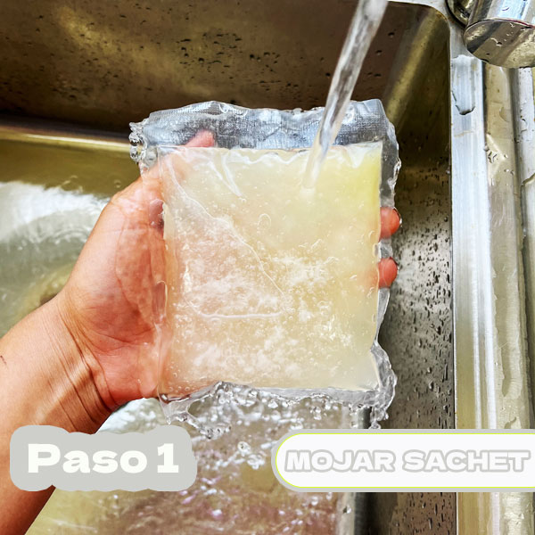preparación pisco sour en sachet
